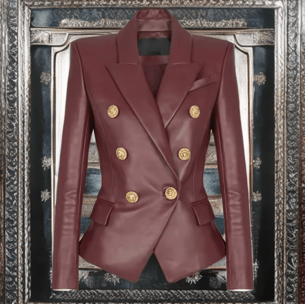 Żakiet skórzany burgundia ze skóry,YSL-2-LEU. Żakiet ze skóry damski wiosenny, jesienny, przejściowy.