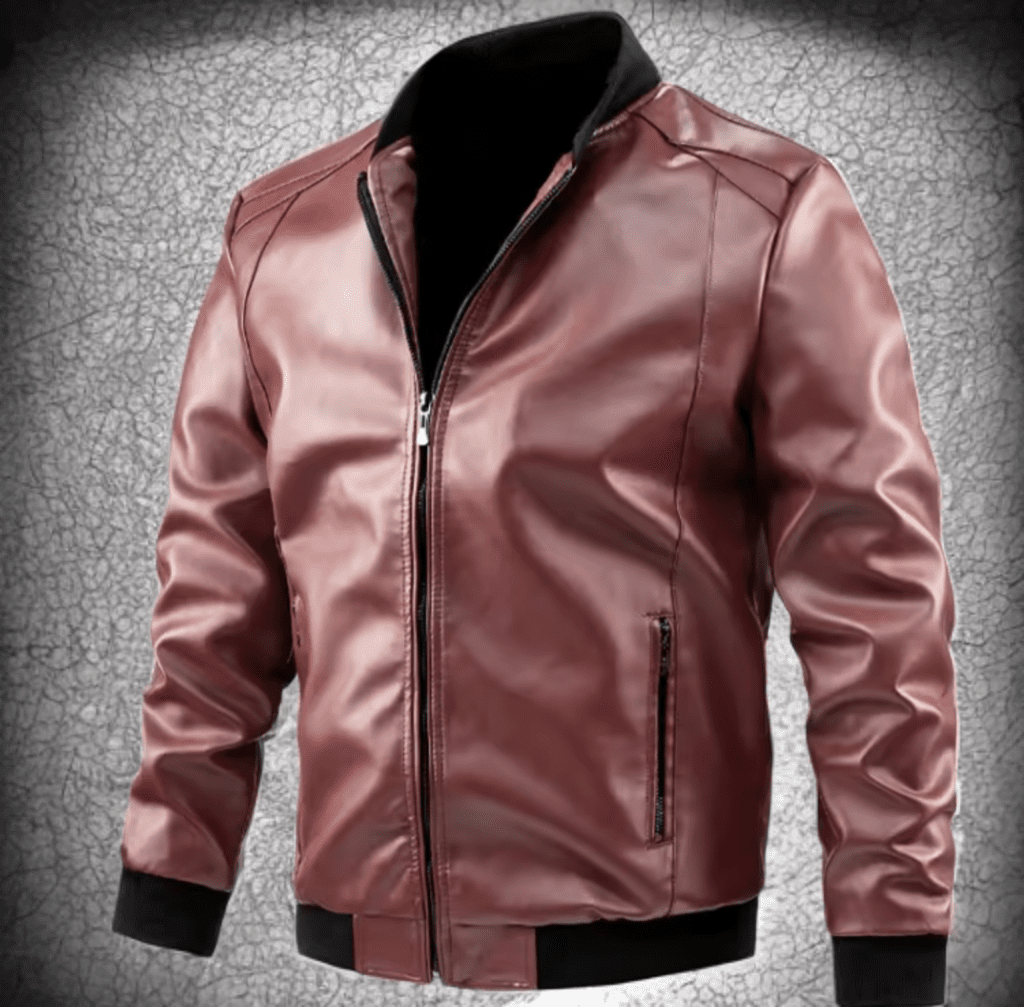 Bamberka skórzana pilotka męska bordowa ze skóry eko,B - 2 - LEU