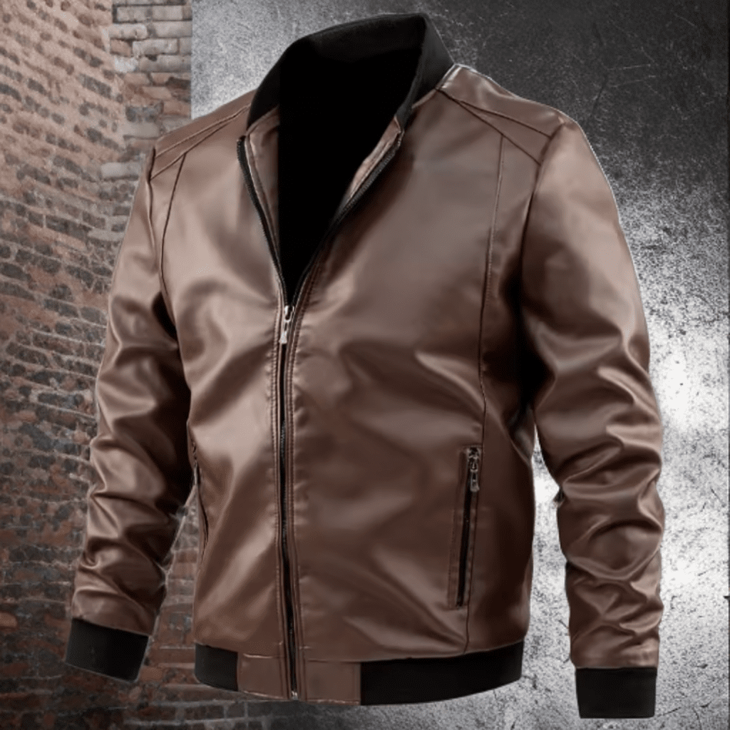 Bamberka skórzana pilotka męska ciemnybrąz ze skóry eko,B - 2 - LEU