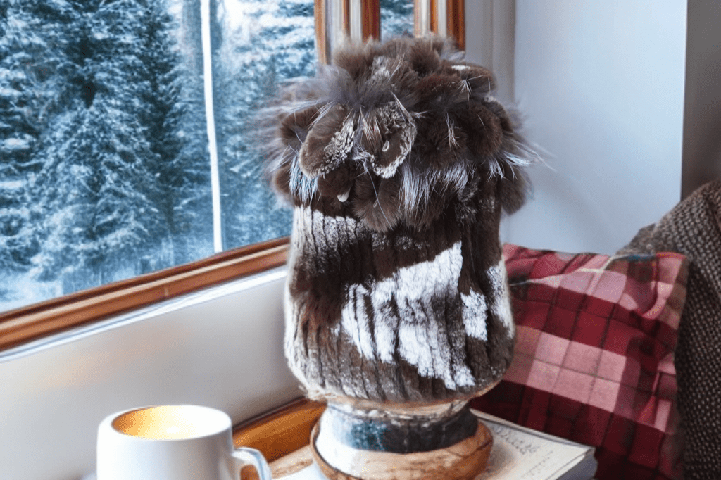 Czapka futrzana z futra królika szynszylo - rexa kakao, REX - 1 - LEU