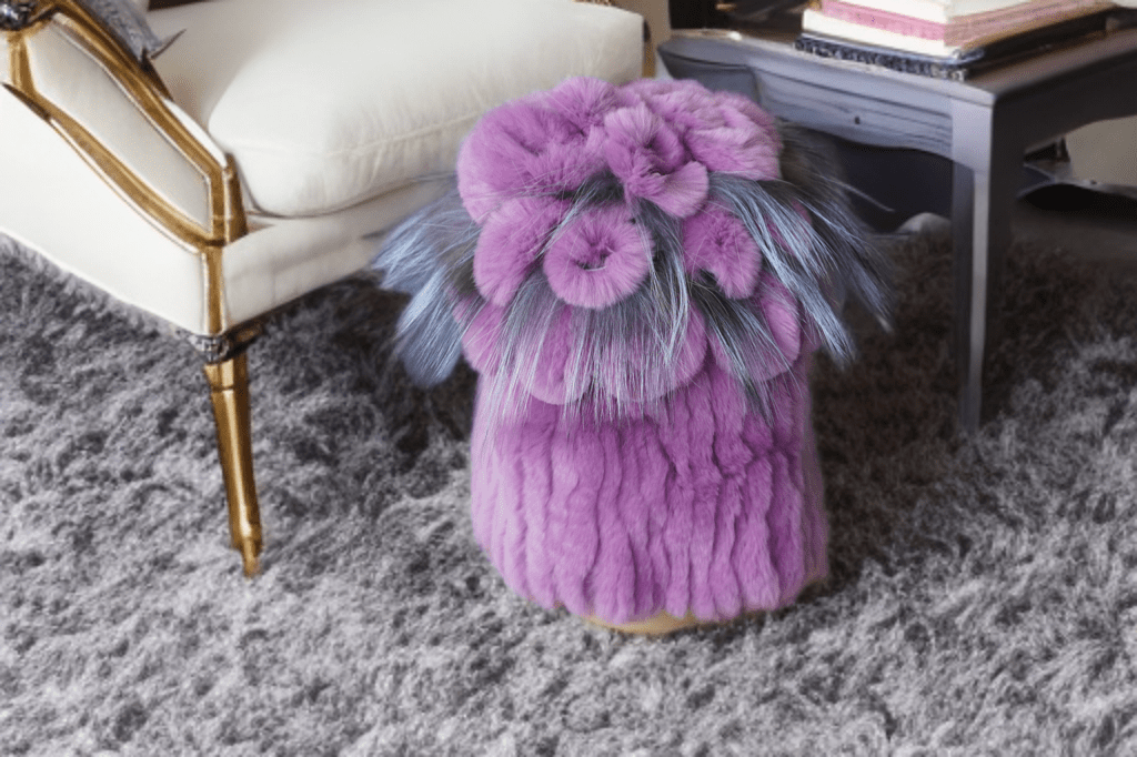 Czapka futrzana z futra królika szynszylo - rexa malinowa ,REX - 1 - LEU