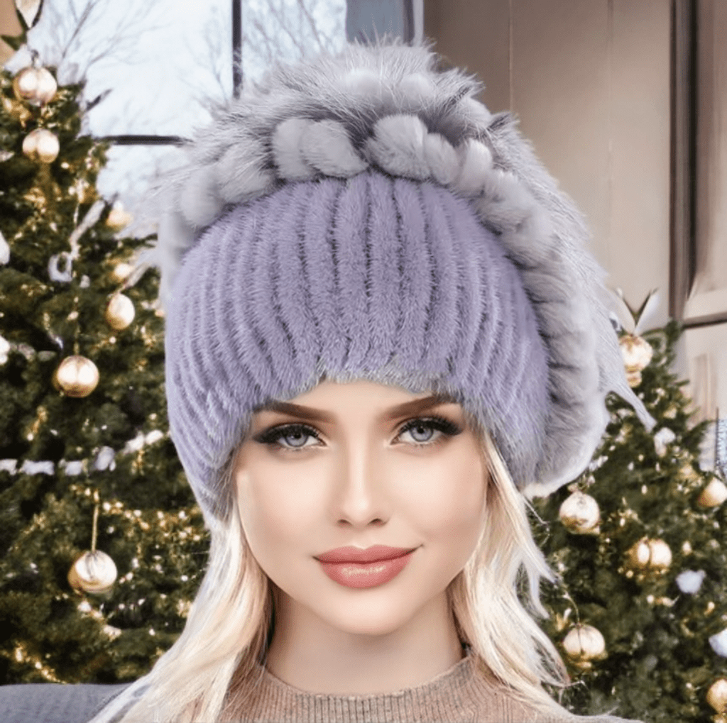 Czapka futrzana z futra norek damska popiel,NORKA - 7 - LEU