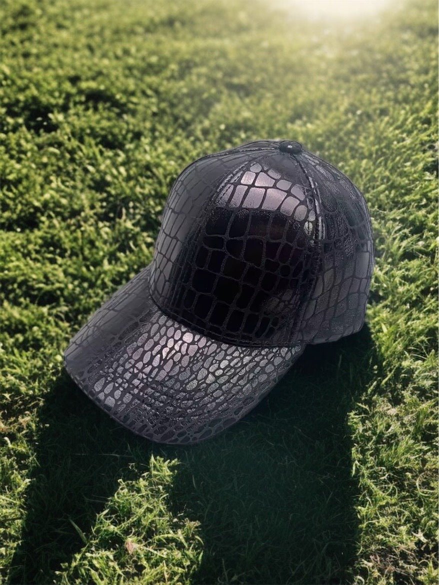 Czapka z daszkiem damska skóra krokodyla ,BASEBALL - LEU