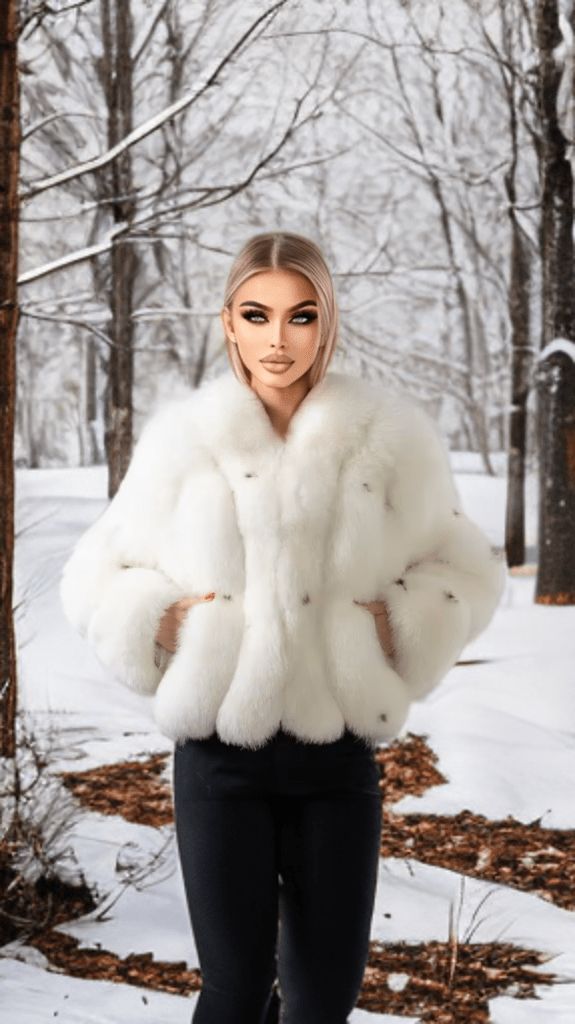 Futro białe z lisa damskie,ANNABELLA - LEU
