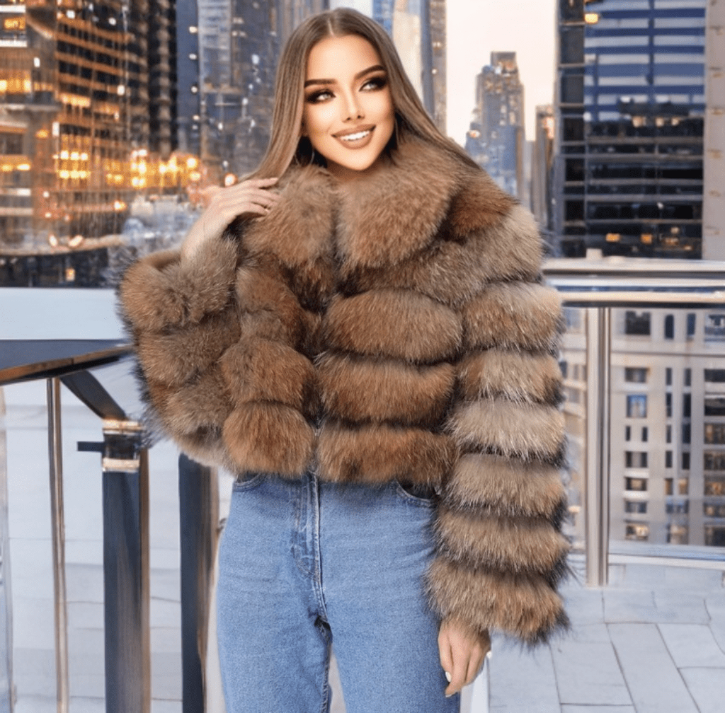 Futro z jenota krótkie damskie 50 cm - LEU