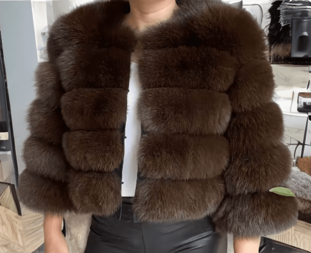 Futro z lisa naturalne damskie brąz ciemny YSL - 10 - LEU