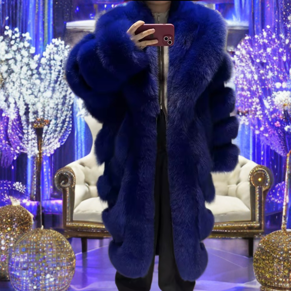 Futro z lisa naturalnego chabrowe,CH-201-LEU. Futro damskie z lisa naturalnego hodowlanego.