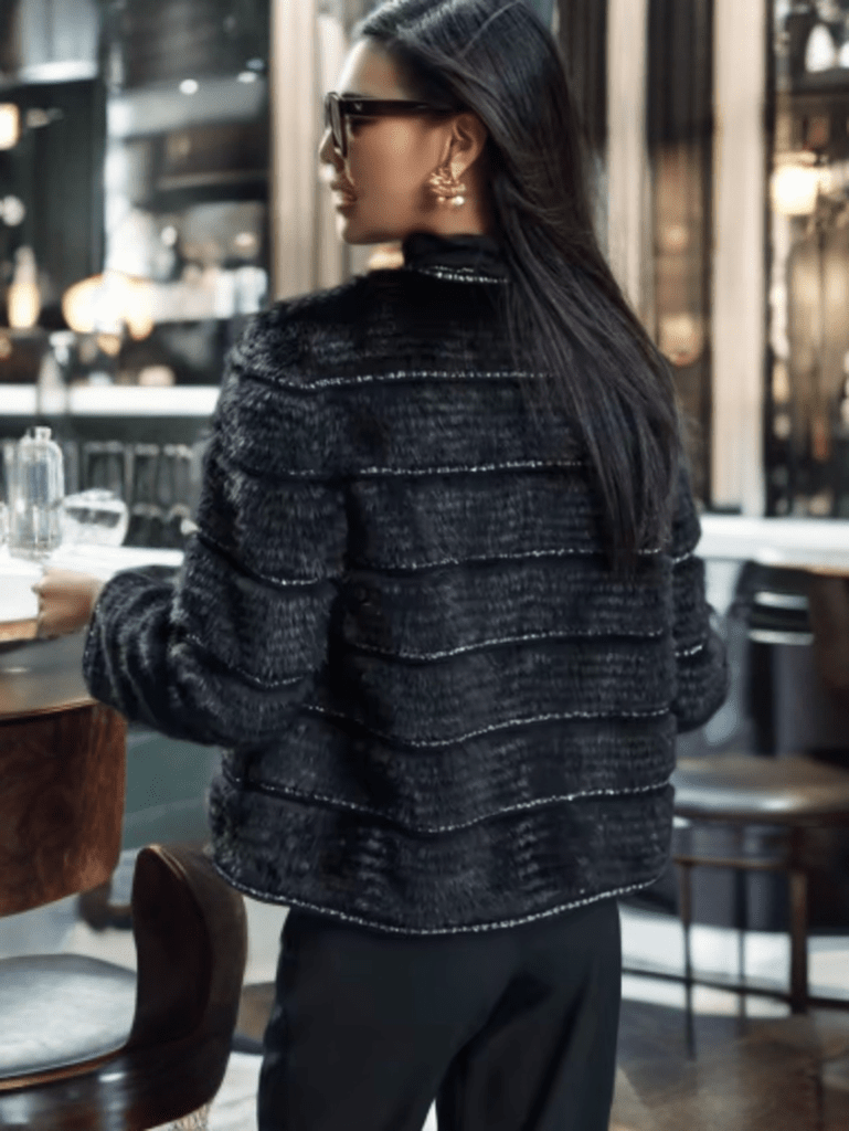 Futro z norek czarne damskie - LEU