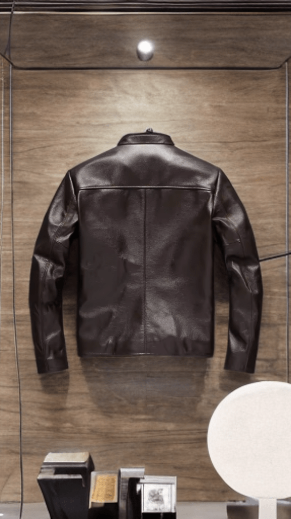 Kurtka skórzana brązowa męska MICHEL - LEU