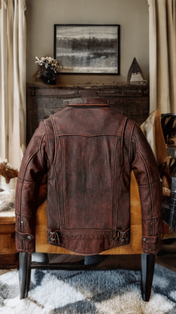 Kurtka skórzana męska brązowa z naturalnej skóry,RALFF - LEU