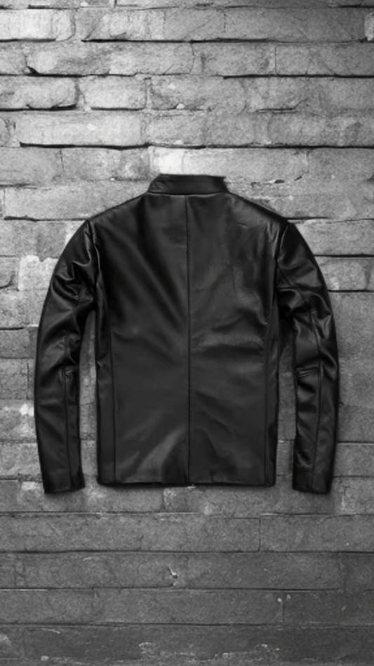 Kurtka skórzana męska czarna LEONARDO - LEU