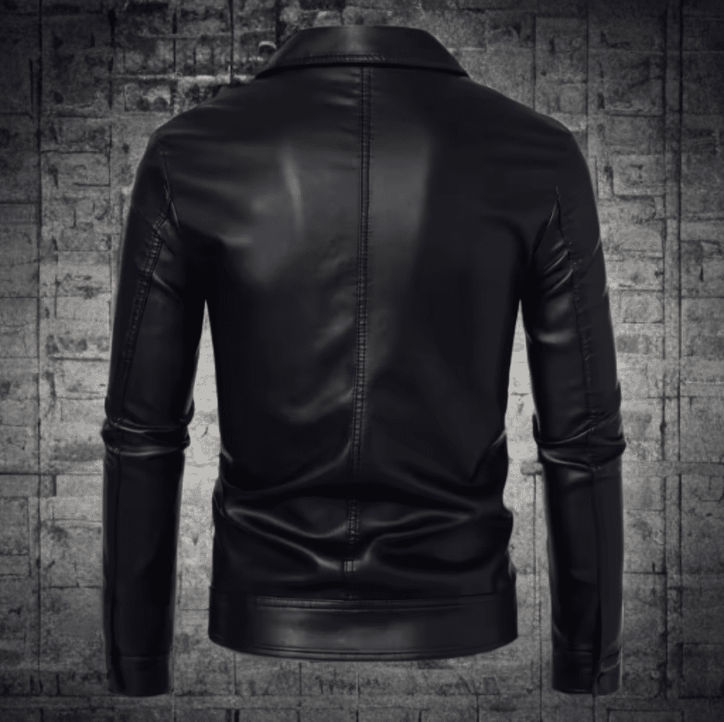 Kurtka skórzana męska czarna ze skóry z kołnierzem - LEU