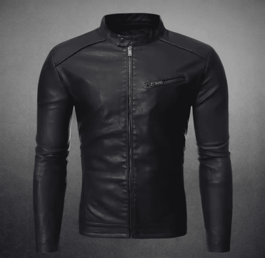 Kurtka skórzana męska ze skóry eko czarna, GOSH