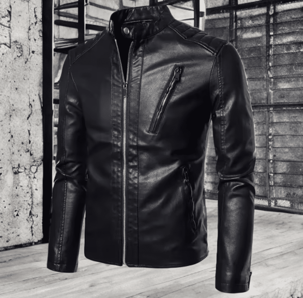 Kurtka skórzana męska ze skóry eko czarna,PAOLO