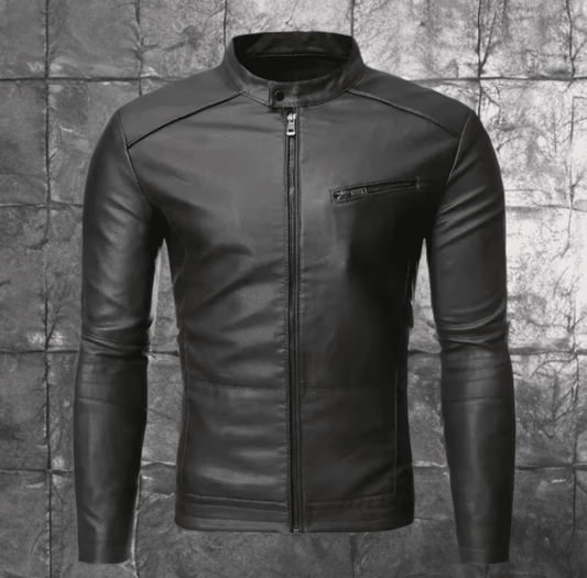 Kurtka skórzana męska ze skóry eko popiel, GOSH