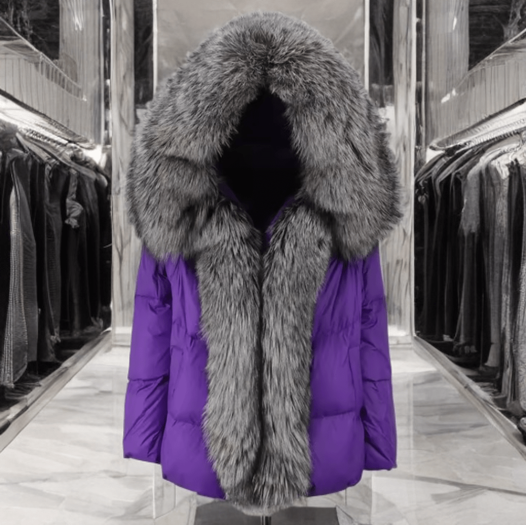 Kurtka z futra lisa naturalnego fiolet, VALETINES - LEU