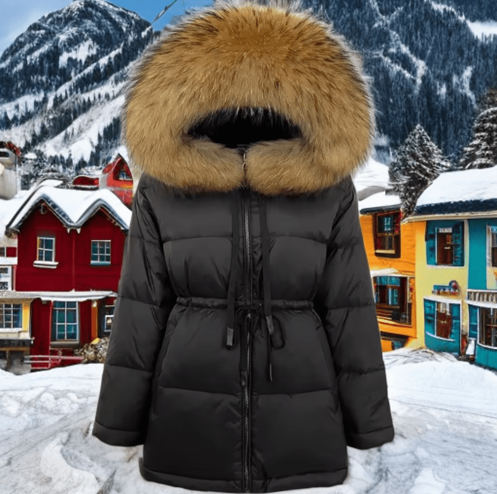 Kurtka z futrem jenota naturalnego czarna, SHIRA - LEU