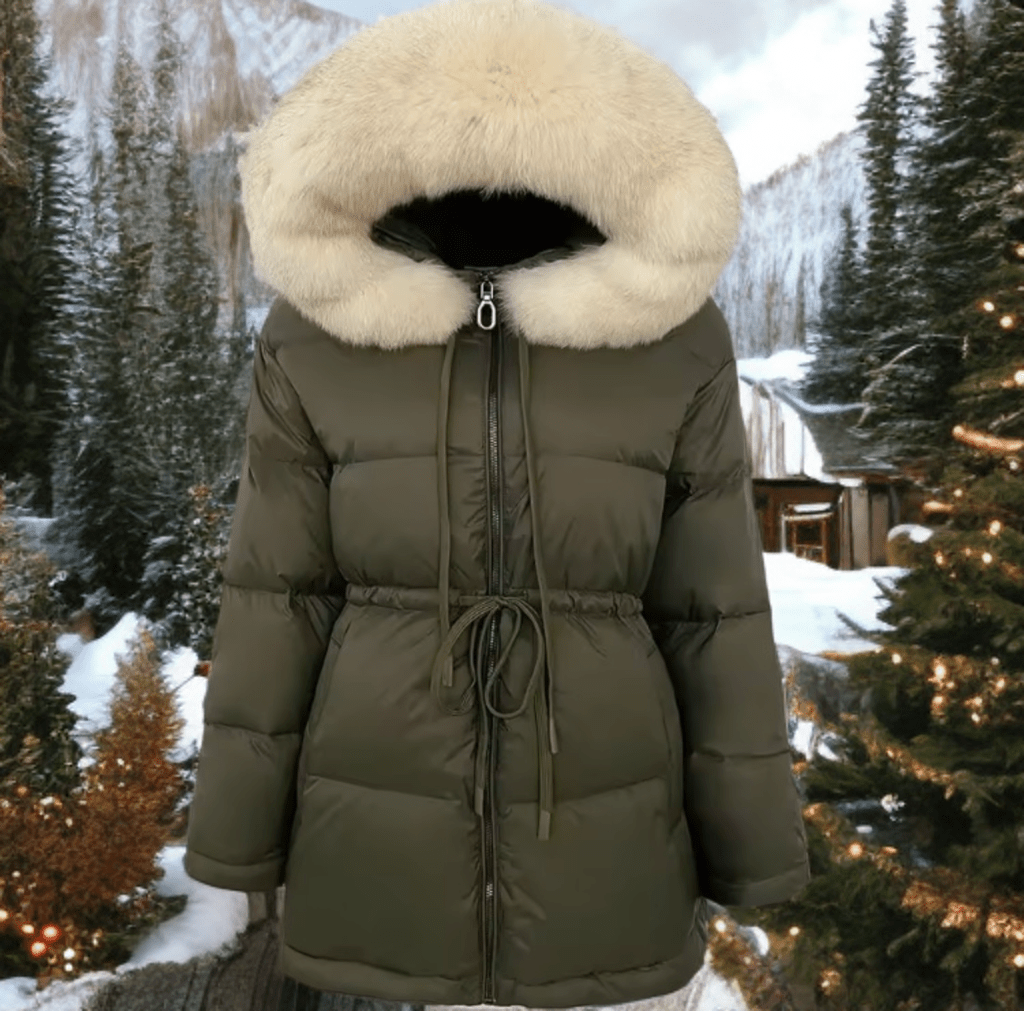 Kurtka z futrem lisa naturalnego khaki, SHIRA - 1 - LEU