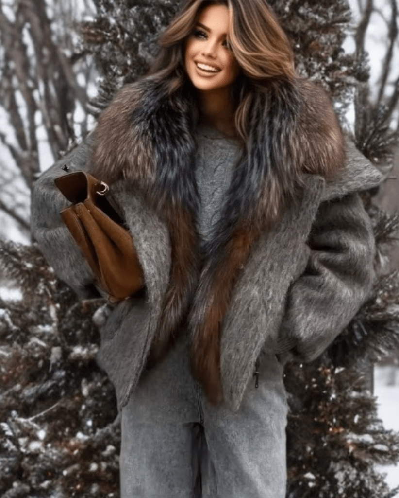 Kurtka z lisem fińskim popiel, DOLL - LEU