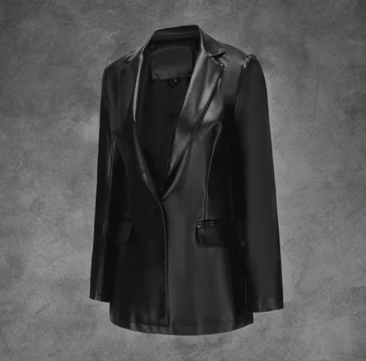 Marynarka skórzana damska czarna, POLA - LEU