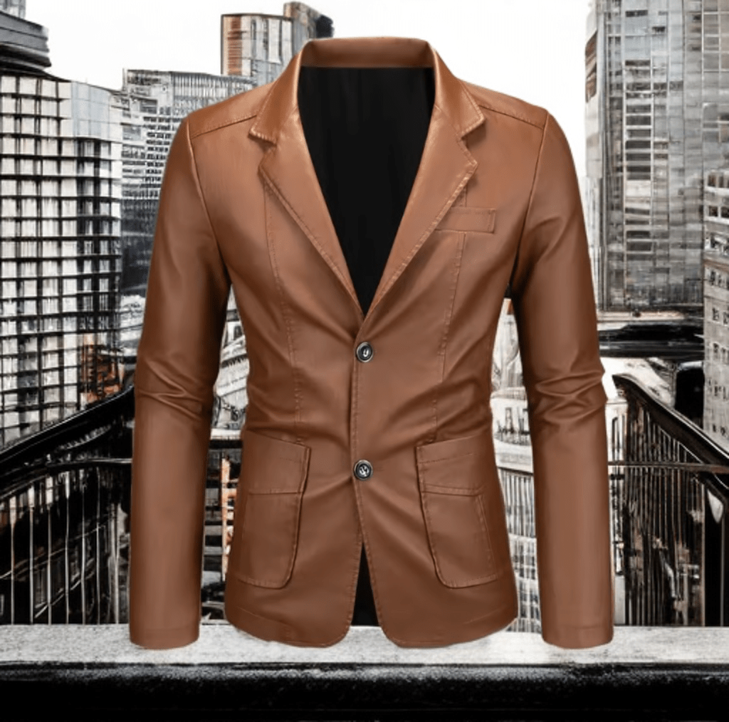 Marynarka skórzana męska brązowa z naturalnej skóry,JACOB od LEU. Marynarka męska ze skóry dostępna w różnych rozmiarach.