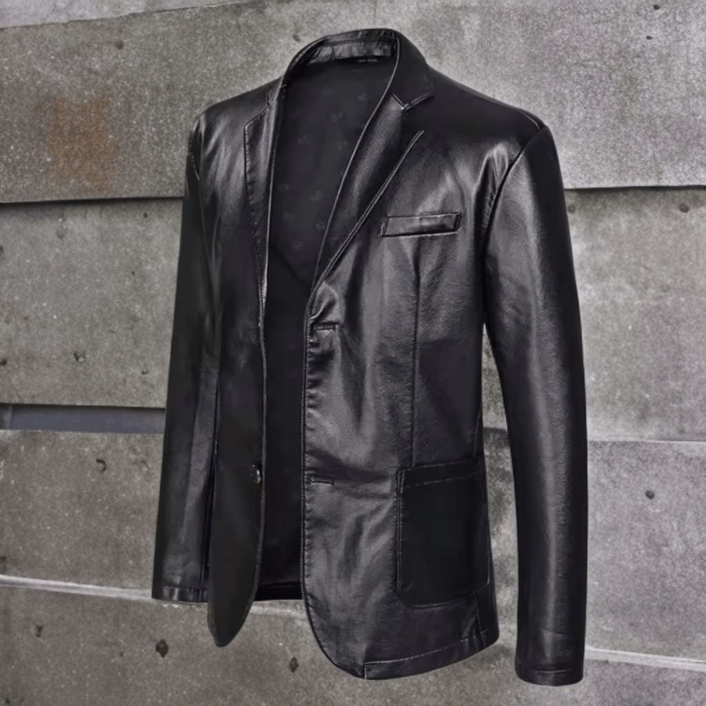 Marynarka ze skóry męska czarna,MARTIN-LEU. Marynarka skórzana męska ze skóry ekologicznej wiosenna, jesienna, przejściowa.