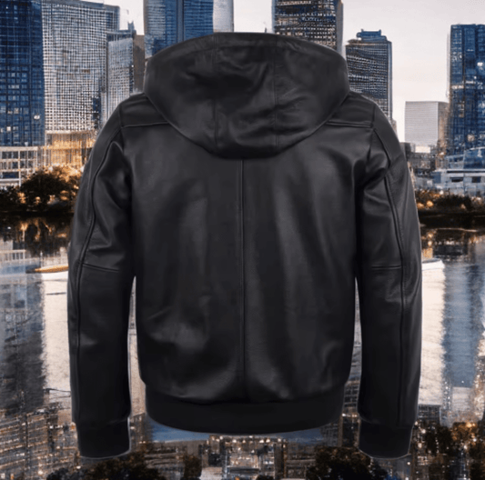 Pilotka skórzana czarna męska ze skóry,LOT - 5 - LEU