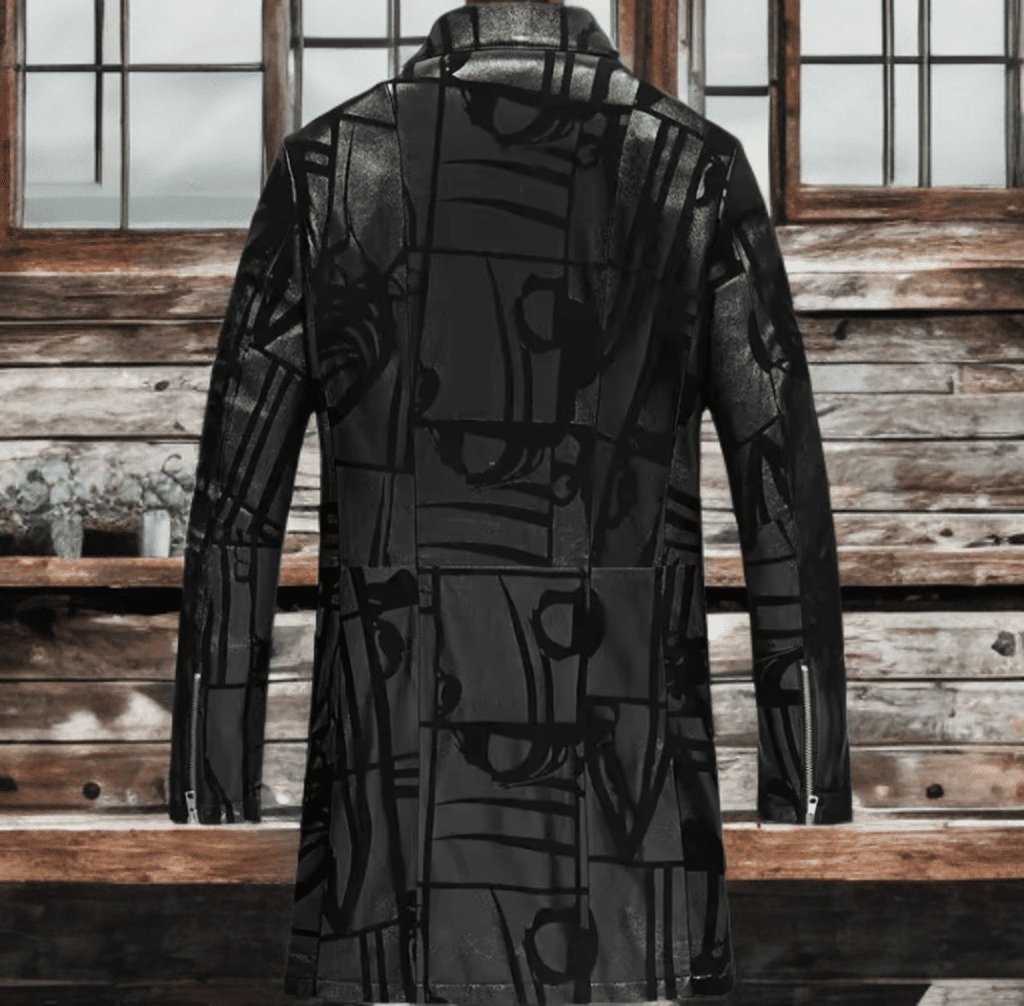 Płaszcz skórzany męski czarny z naturalnej skory,M - 1 - LEU