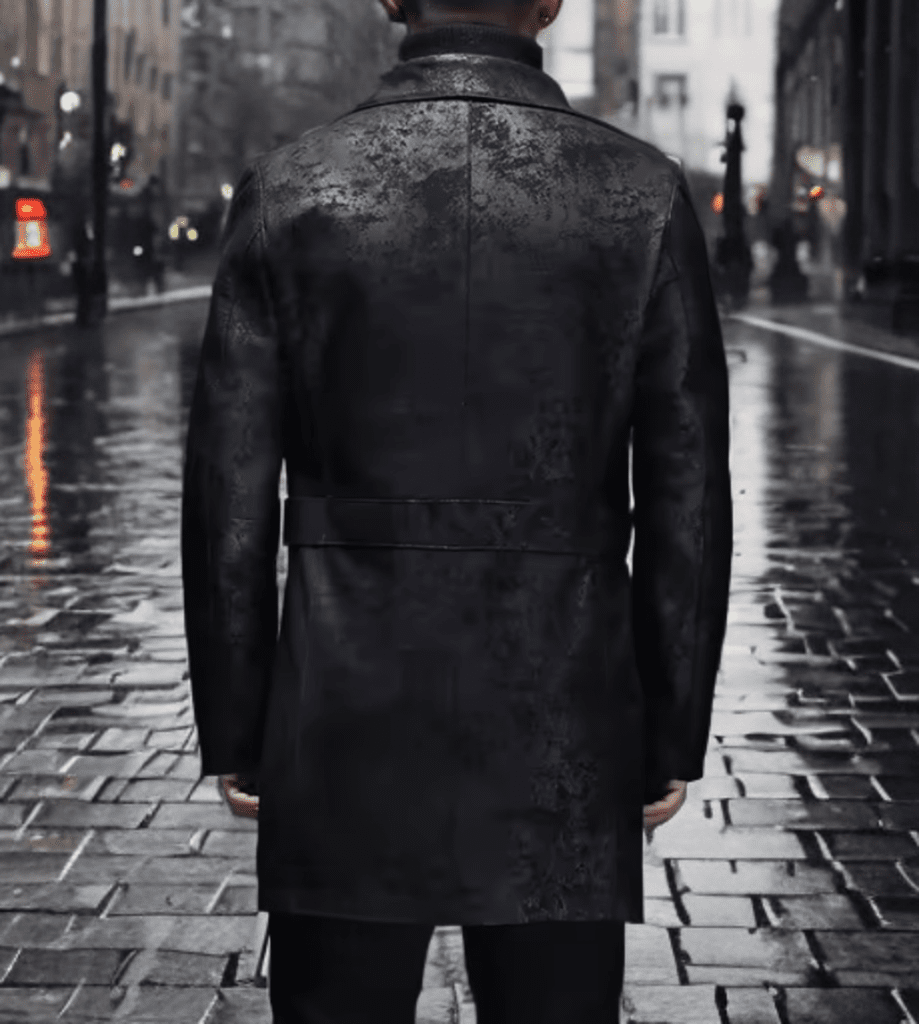 Płaszcz skórzany męskie czarny z naturalnej skóry,V - 1 - LEU