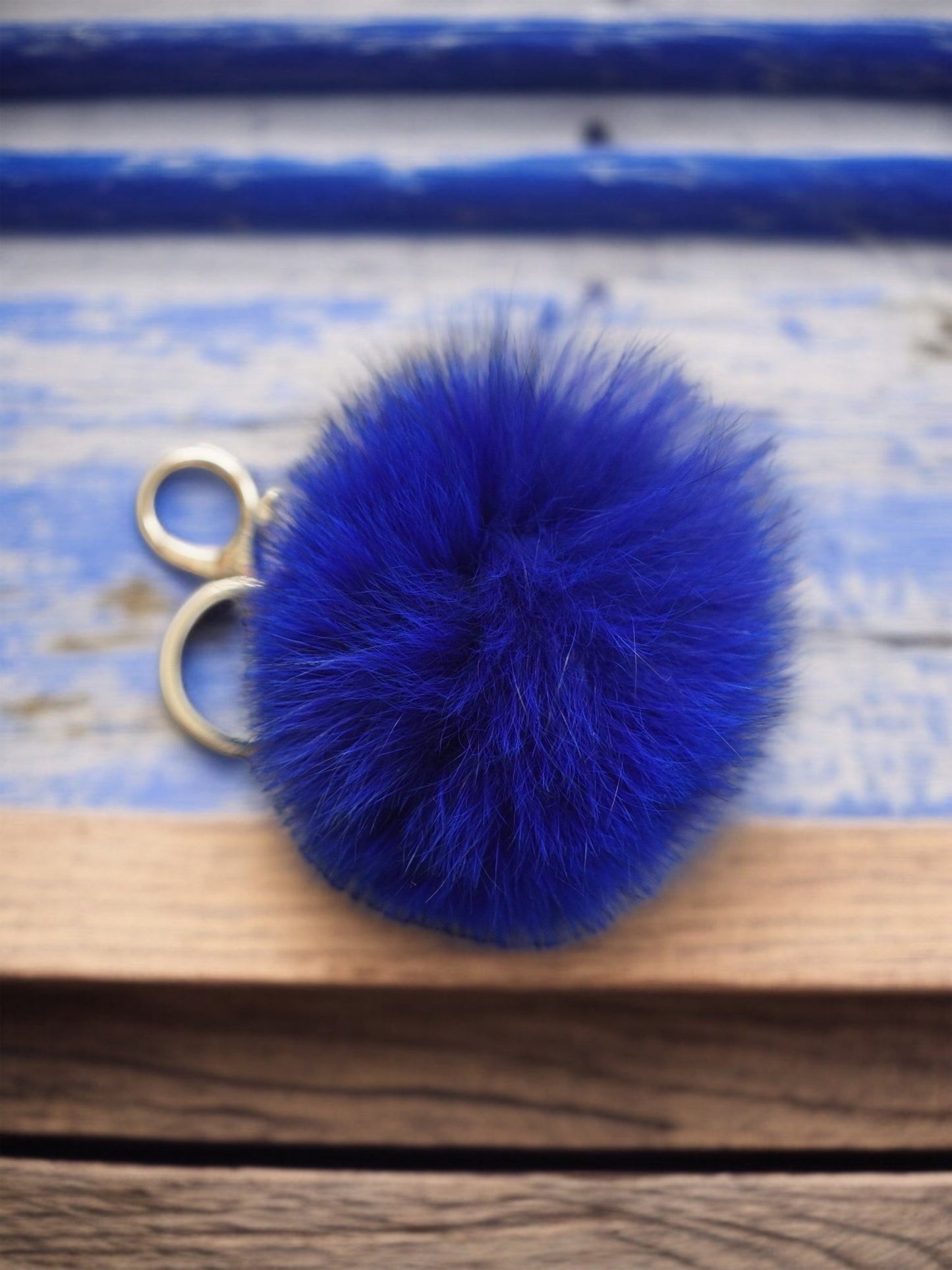 Pompon z futra lisa chabrowy - LEU