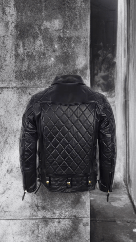 Ramoneska męska granatowa motocyklowa ze skóry,OSKAR - LEU