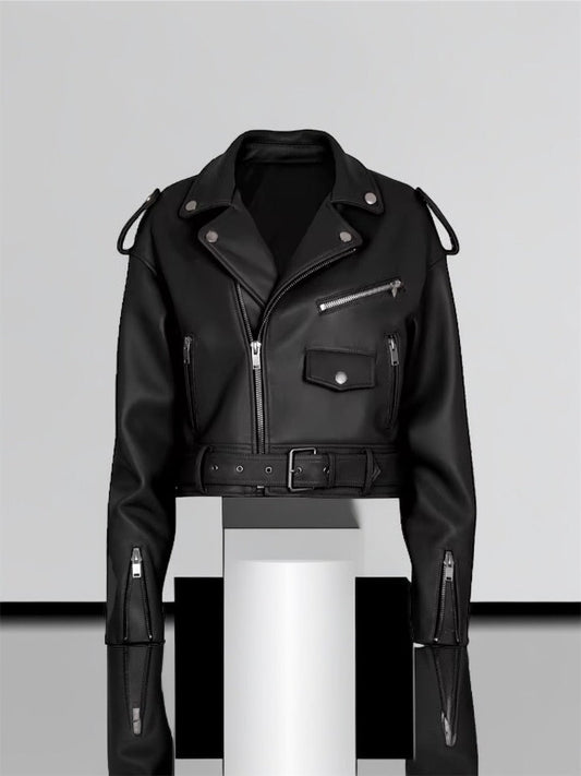 Ramoneska skórzana czarna damska ze skóry ASHLAY-LEU