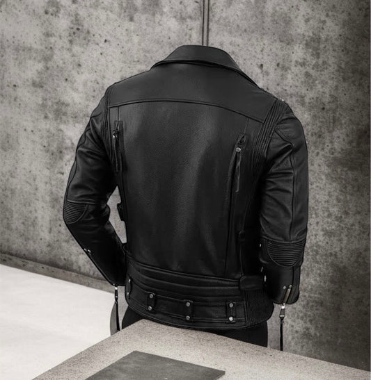 Ramoneska skórzana męska czarna z naturalnej skóry,KEVIN - LEU