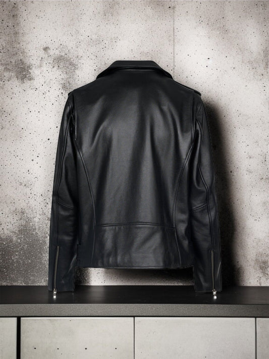 Ramoneska skórzana męska czarna z naturalnej skóry,RICHARD - LEU