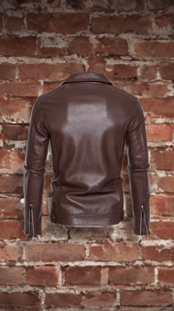 Ramoneska skórzana męska ze skóry eko brązowa,R-1-LEU.Ramoneska ze skóry ekologicznej wiosenna, jesienna, przejściowa.