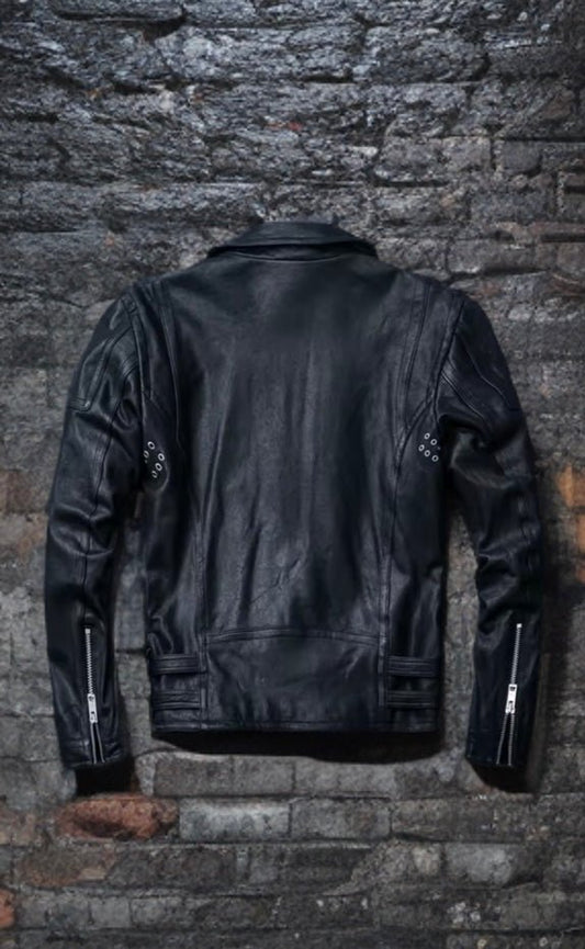 Ramoneska skórzana ze skóry męska czarna, OLAF - LEU