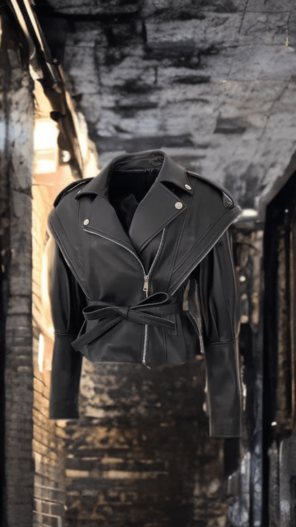 Ramoneska ze skóry damska skórzana kurtka czarna, SUSAN - LEU