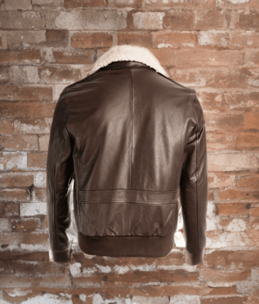 Skórzana pilotka kurtka męska brązowa, LOT - 707 - LEU