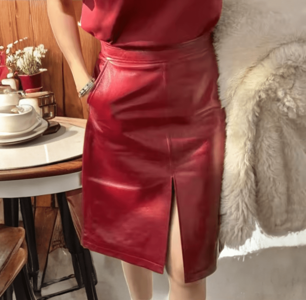 Spódnica skórzana ze skóry naturalnej MIDLL - 1 - LEU