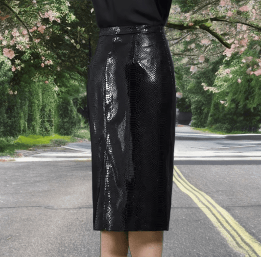 Spódnica skórzana ze skóry naturalnej skóra wężowa, MIDLLE - LEU