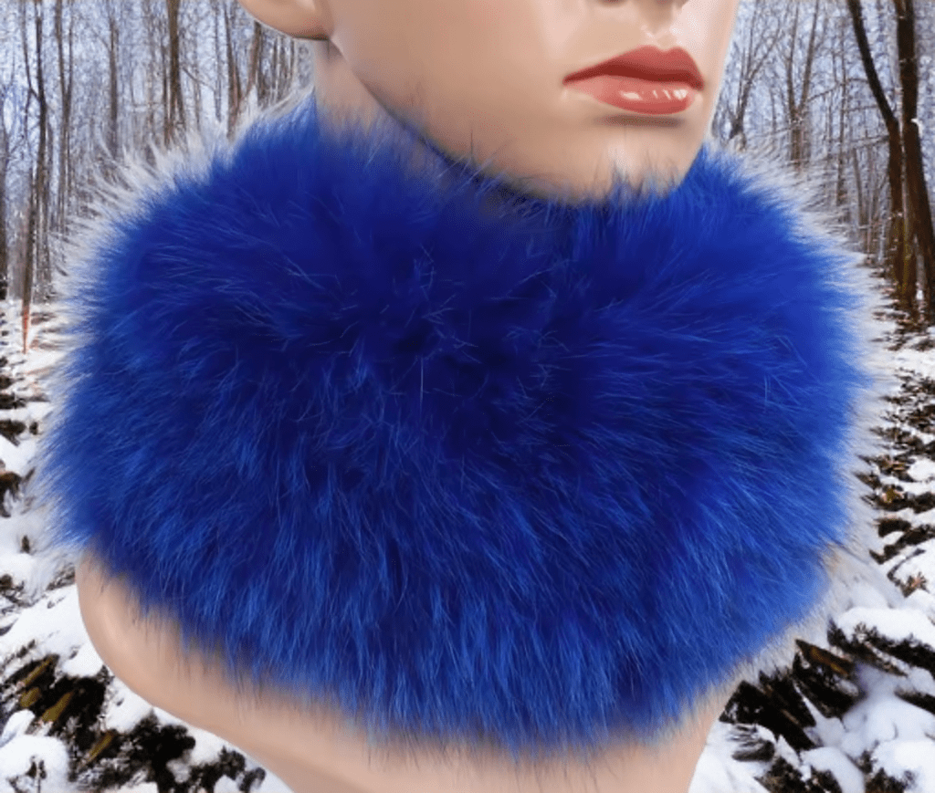 Szalik z lisa,lisem - opaska z lisa,lisem/chabrowa - LEU