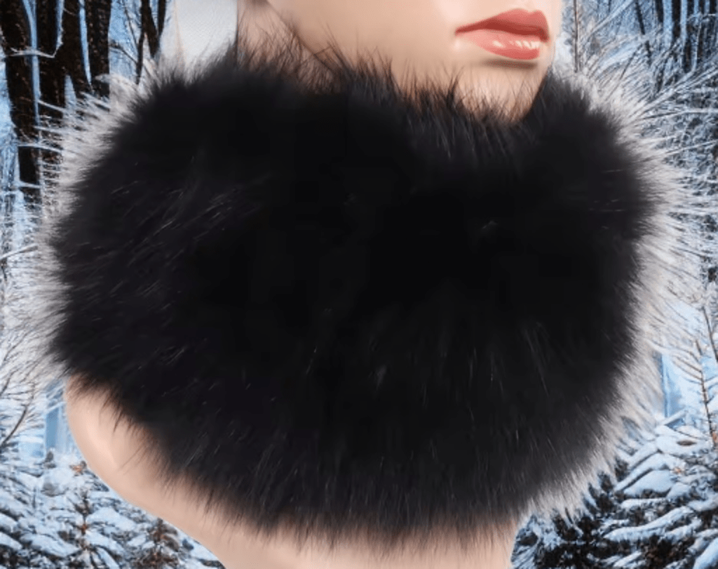 Szalik z lisa,lisem - opaska z lisa,lisem/czarna - LEU