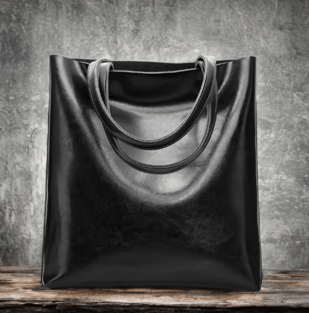 Torebka skórzana ze skóry naturalnej czarna,SHOPPER - LEU