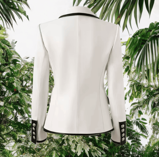 Żakiet skórzany damski ze skóry eko biały,LUNA - LEU