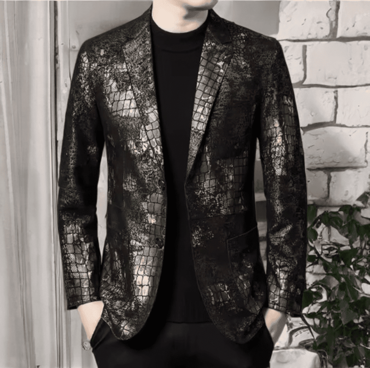 Marynarki Męskie Skóra Naturalna LEU