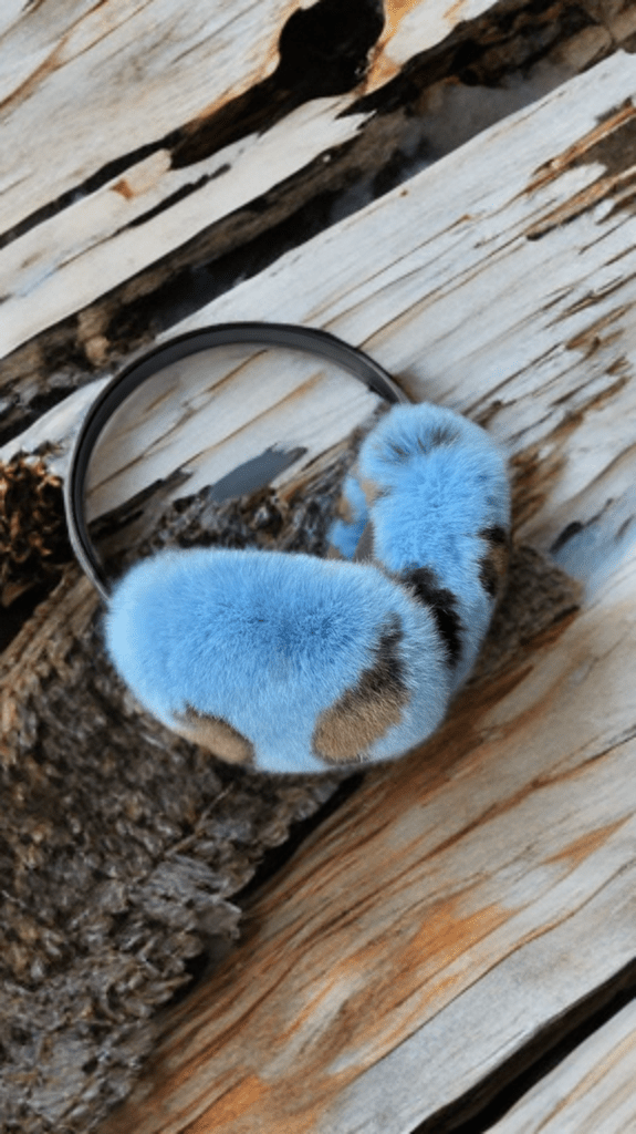 Nauszniki futrzane z futra królika szynszylo-rexa LEU