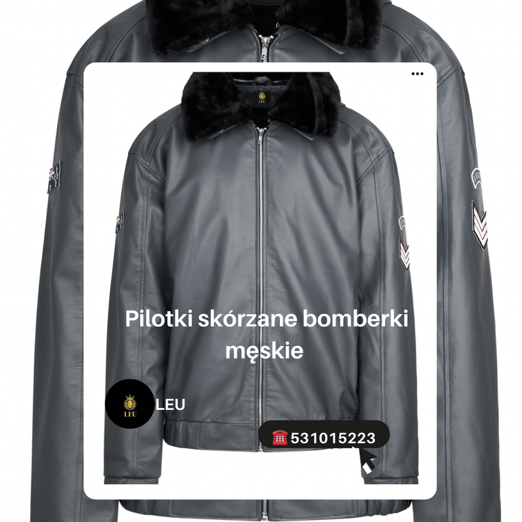 Pilotki skórzane bomberki męskie z naturalnej skóry