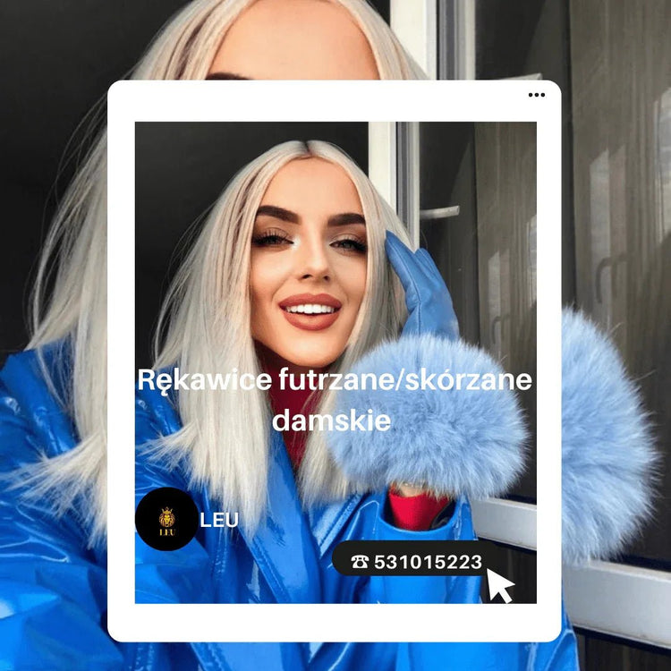 Rękawice futrzane/skórzane damskie LEU