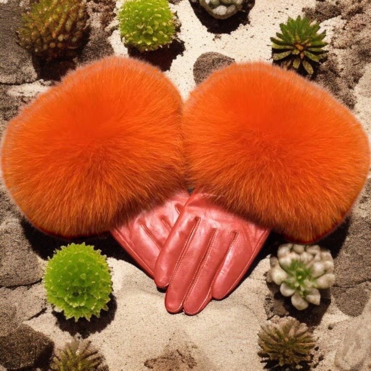 Rękawiczki z lisem naturalnym damskie od LEU