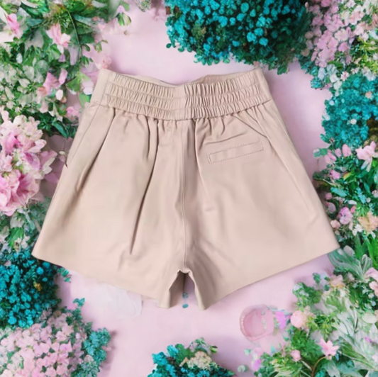 Spodenki skórzane ze skóry naturalnej jasny róż, S-1 - LEU